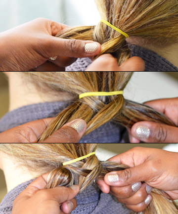 How to Do a Fishtail Braid, Step 3: Begin Weaving