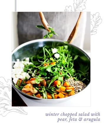 Winter Chopped Salad with Pear, Feta and Arugula