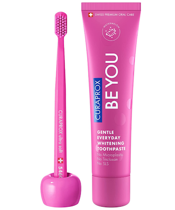 Curaprox Toothbrush And Toothpaste Home Kit in Pink Watermelon, $19.99