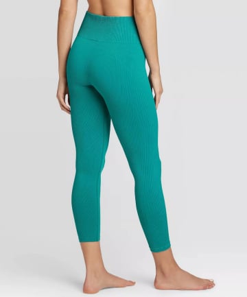 JoyLab Women's Rib Knit 7/8 Seamless High-Waisted Leggings in Spruce, $29.99