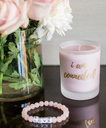 Kelsey J Patel I Am Treasured Full Moon Candle + Love Bracelet, $46