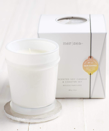 Mer-Sea Sun Kissed Boxed Candle & Agate Coaster, $48