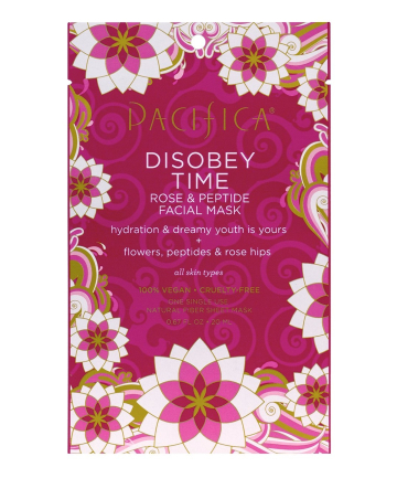 Sheet Mask: Pacifica Disobey Time Rose & Peptide Facial Mask, $3.99