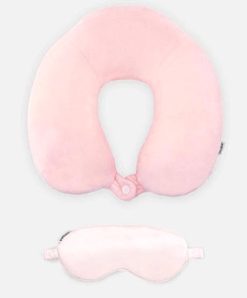 Shhh Silk Pink Neck Pillow Set, $75