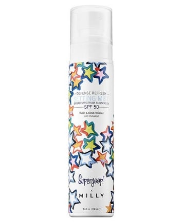 Supergoop x Milly Defense Refresh Setting Mist, $58