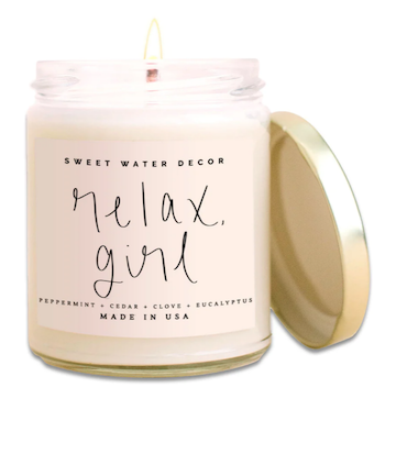 Sweet Water Decor Relax Girl Soy Candle, $24