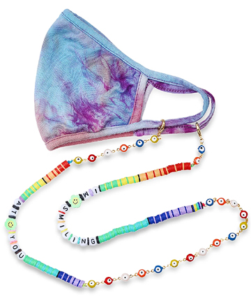 Milestones by Ashleigh Bergman I'm Smiling At You Rainbow & Evil Eye Mask Chain, $50