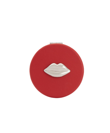 Lulu Guiness Lip Metal Liv Compact Mirror in Lulu Red, $75