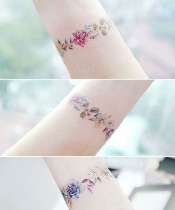 Floral Rose Tattoo Bracelets