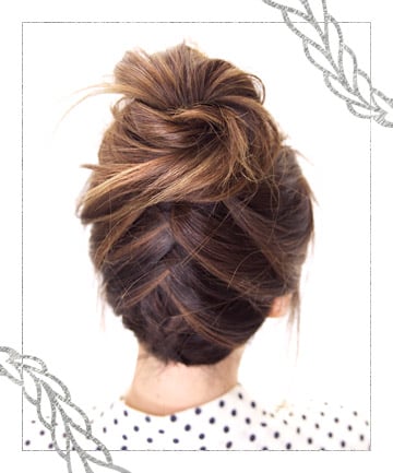 Tuxedo Braided Updo and Messy Bun 