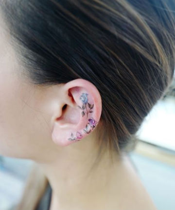 Ear Rose Tattoo