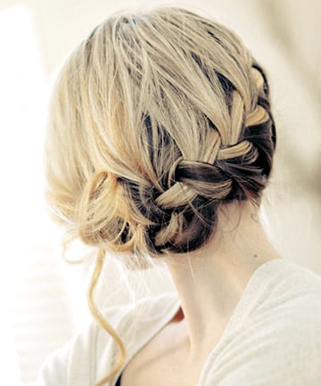 French Braid Low Updo 