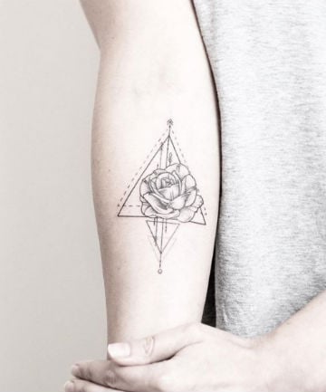 Geometric Rose Tattoo