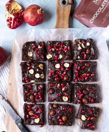 Raw Brownies with Hazelnuts and Pomegranates