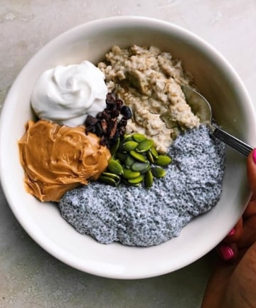 Oats With Coconut Milk Chia Seed Pudding, Peanut Butter and Greek Yogurt