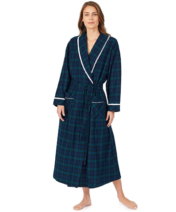 Eileen West Black Watch Plaid Robe, $70