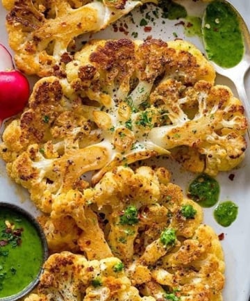 Roasted Cauliflower Steaks With Chimichurri Sauce