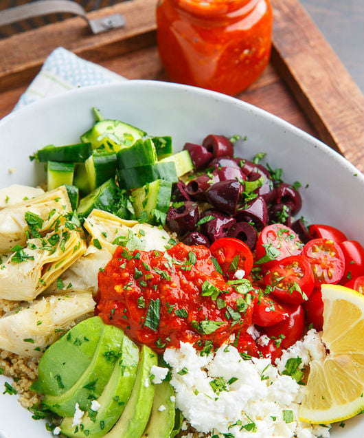 Mediterranean Quinoa Bowls with Romesco Sauce