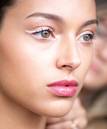 White Eyeliner on Shimmering Lids at Pamella Roland