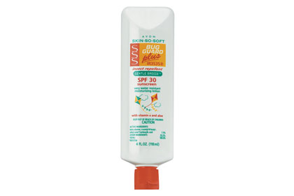 No. 8: Avon SKIN SO SOFT BUG GUARD PLUS SPF 30 Sunscreen Lotion, $14