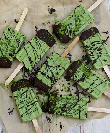 Matcha, Avocado, Coconut and Chocolate Popsicles