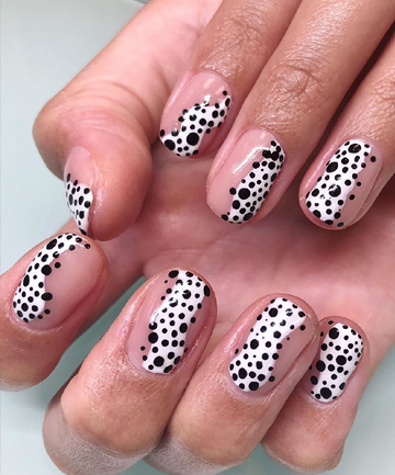 Black and White Spots Nail Art