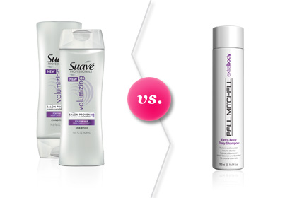 Suave Professionals Volumizing Shampoo, $3.29 vs. Paul Mitchell Extra Body Daily Shampoo, $21.99