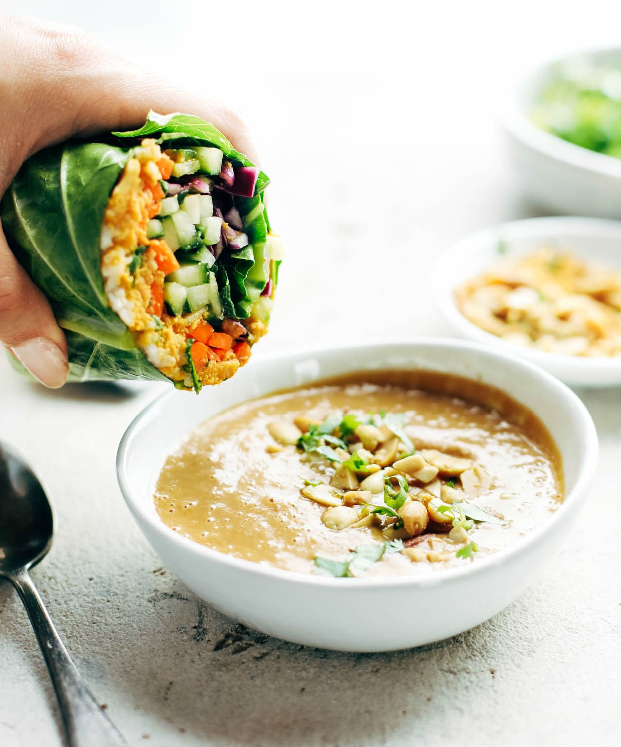 Detox Rainbow Roll-Ups With Peanut Sauce