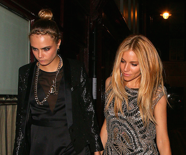 Out and about in London last night with (bang-wearing) pal Sienna Miller